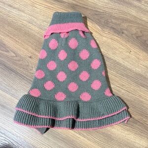 Pink and Gray Polka Dot Dog Sweater